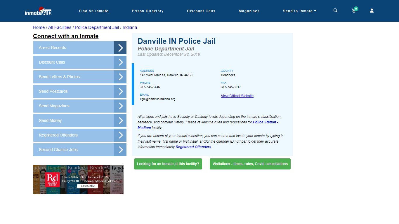 Danville IN Police Jail & Inmate Search - Danville, IN